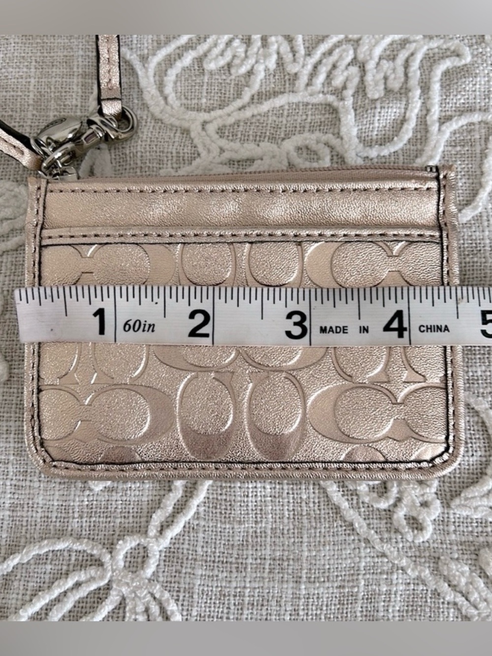 Coach Metallic Embossed Card/ Key Holder Wristlet - Picture 10 of 11